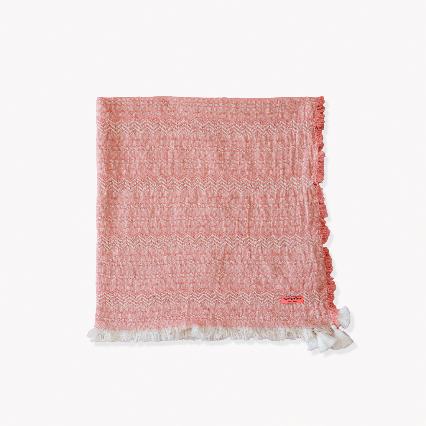 Pink cotton scarf with tassels