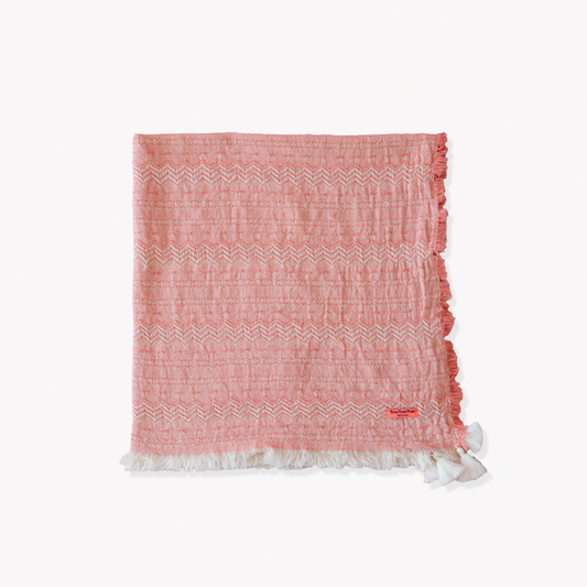 Pink cotton scarf with tassels