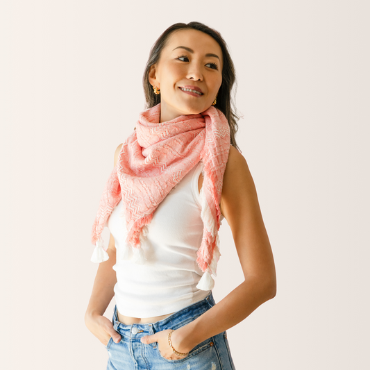 Signature scarf with tassels - Rose pink